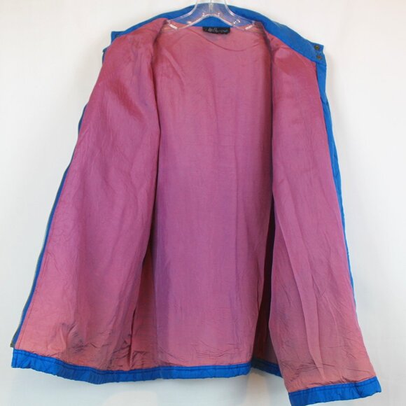 Vintage Carole Little Blue Quilted Silk Zip Up Home Coat Jacket - Picture 3 of 16